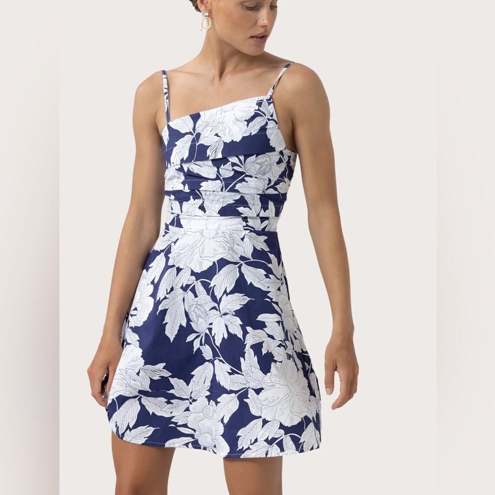 Lusana Cotton Blue and White Dress